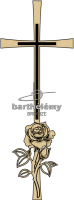 Johanniterkreuz Bronze mit Centifolia-Rose